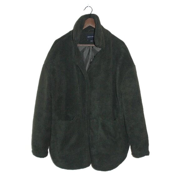 ASOS Brave Soul, Relaxed Sherpa Teddy Jacket in Olive Green - Size 16/XL - Picture 1 of 8